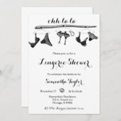 ブラック&ホワイト ランジェリーシャワー 招待状 (正面/裏面)
