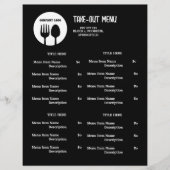 ブラック＆ホワイト レストラン テイクアウト メニュー QRコード付き (正面)