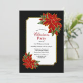ブラック、ホワイト＆レッドのポインセチアクリスマスパーティー 招待状 (スタンド正面)