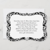 ブラック/ホワイト/レッドダマスク型甘い16女の子パーティー 招待状 (裏面)