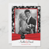 ブラック, ホワイト, レッド スノーフレーク ありがとうカード - フラット サンキューカード (正面)