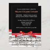 ブラック・ホワイト・レッド ミュージックコンサート・リサイタル招待状 招待状 (正面/裏面)