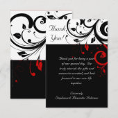 ブラック/ホワイト/レッド リバース スワール 感謝のメッセージ カード (正面/裏面)