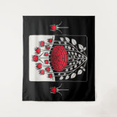 ブラック ホワイト レッド ローズ、ローズバッド アールヌーボー フラワーズ タペストリー (正面)