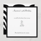 ブラック＆ホワイト レトロ アーチ バースデー パーティー 招待状 (正面/裏面)