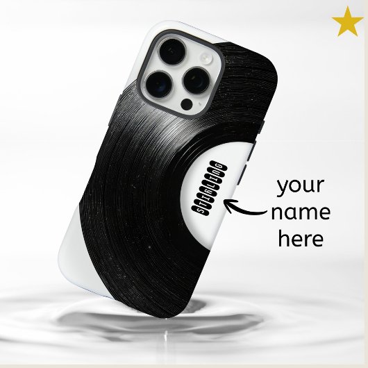 ブラック ホワイト レトロ レコード オリジナル 名前入り Case-Mate iPhoneケース