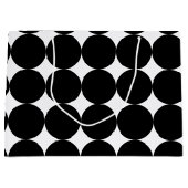 ブラック ホワイト レトロ 幾何学 円 パターン ラージペーパーバッグ (正面)