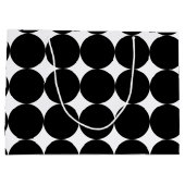 ブラック ホワイト レトロ 幾何学 円 パターン ラージペーパーバッグ (裏面)