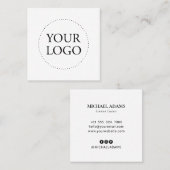 ブラック&ホワイト |ロゴシンプルとソーシャルメディア スクエア名刺 (正面/裏面)