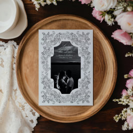 ブラック＆ホワイト ロマンチック ゴシック フォト セーブザデート