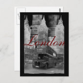 ブラック&ホワイト ロンドンバス & ビッグベン ポストカード (正面/裏面)