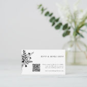 ブラック&ホワイト ワイルドフラワー ウェディング RSVP エンクロージャーカード (スタンド正面)