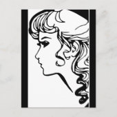 ブラック＆ホワイト ヴィンテージスタイルの誕生日ガール ポストカード (正面)