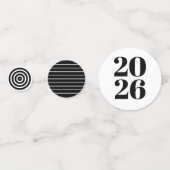 ブラック&ホワイト 卒業式 2026 名前入り コンフェティ コンフェッティ (正面)