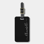 ブラック＆ホワイト  名前入りスーツケースタグ ラゲッジタグ (正面縦)