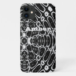 ブラック ホワイト 爬虫類 スケール パターン オリジナル iPhone 11 ケース