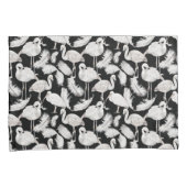 ブラック ホワイト 白鳥の羽根模様 エレガント 枕カバー (正面右)