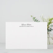 ブラック ホワイト 筆記 エレガント ミニマル おしゃれ 便箋 (スタンド正面)