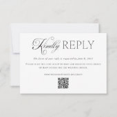 ブラック ホワイト 結婚式 カスタムQRコード オンライン 出欠カード (正面)