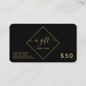 ブラック、ホワイト、金ゴールドダイヤモンドギフト券 名刺 (正面)