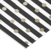 ブラック、ホワイト、金ゴールドドットとストライプ テーブルクロス (アングル)