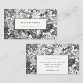 ブラック、ホワイト、金ゴールドヴィンテージフローラプロフェッショナル 名刺 (正面/裏面)