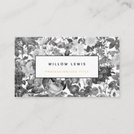 ブラック、ホワイト、金ゴールドヴィンテージフローラプロフェッショナル 名刺