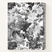 ブラック、ホワイト、金ゴールドヴィンテージフローラモノグラム ノートブック (裏面)