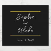 ブラック、ホワイト、金ゴールド新郎新婦結婚ズ スパークリングワインラベル (シングルラベル)