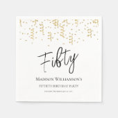 ブラック・ホワイト&金ゴールド50歳の誕生日パーティー スタンダードカクテルナプキン (正面)