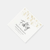 ブラック・ホワイト&金ゴールド50歳の誕生日パーティー スタンダードカクテルナプキン (角)