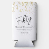 ブラック・ホワイト&金ゴールド50歳の誕生日パーティー スリム缶クーラー (裏面)