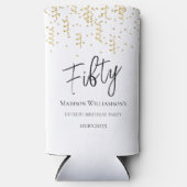 ブラック・ホワイト&金ゴールド50歳の誕生日パーティー スリム缶クーラー (正面)