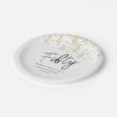 ブラック・ホワイト&金ゴールド50歳の誕生日パーティー ペーパープレート (アングル)