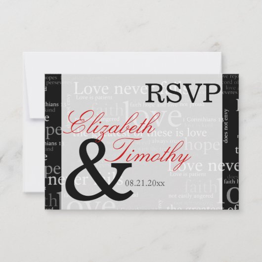 ブラック＆ホワイト 1コリント13 RSVP レスポンスカード (正面)