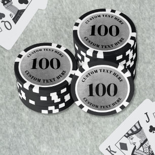 ブラック ホワイト 100 番号付き ポーカーチップ
