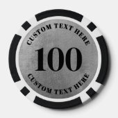 ブラック ホワイト 100 番号入り ポーカーチップ (裏面)