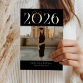 ブラック&ホワイト 2026 コケットボウ フォト卒業式 案内状