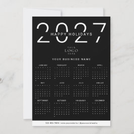 ブラック ホワイト 2027年 カレンダーロゴ 法人 ホリデー シーズンカード