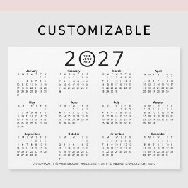 ブラック ホワイト 2027 カスタムロゴ ビジネス カレンダー
