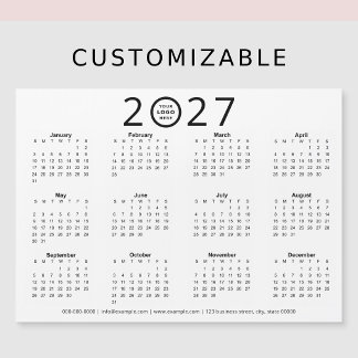 ブラック ホワイト 2027 カスタムロゴ ビジネス カレンダー