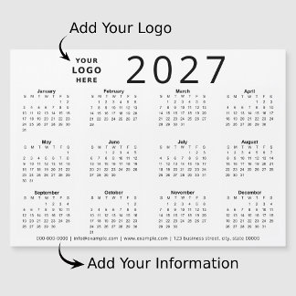 ブラック ホワイト 2027 カスタムロゴ ビジネス カレンダー