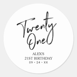 ブラック&ホワイト 21歳の誕生日パーティーの景品 サンクス ラウンドシール