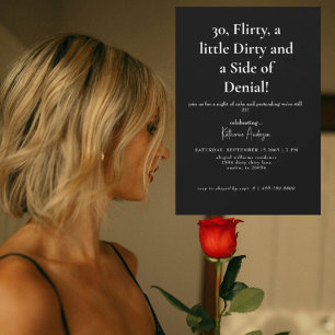 ブラック＆ホワイト 30歳の誕生日パーティー 招待状