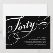 ブラック＆ホワイト 40歳の誕生日招待状 招待状 (正面/裏面)