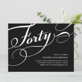 ブラック＆ホワイト 40歳の誕生日招待状 招待状 (スタンド正面)