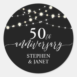 ブラック&ホワイト 50周年 結婚記念日 お祝い ラウンドシール