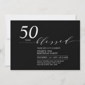 ブラック&ホワイト | 50年50th Birthday Party 招待状 (正面)