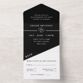 ブラック&ホワイト 50歳の誕生日または結婚記念日 オールインワン招待状 (内側)