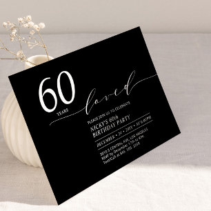 ブラック&ホワイト 60年60th Birthday Party 招待状